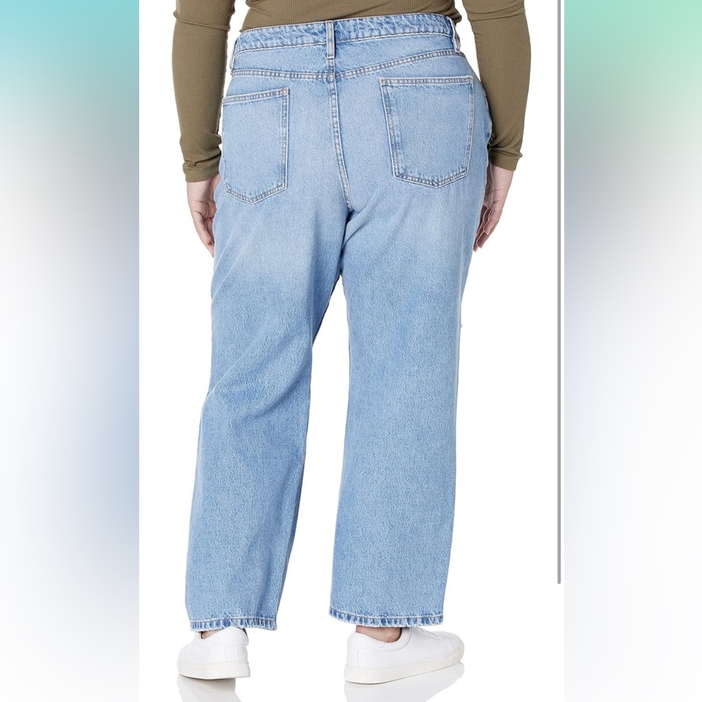 NWT The Drop Women's Luca High Rise Distressed Loose Straight fit, Dark Indigot - Picture 6 of 7